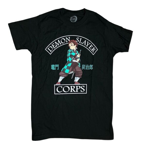 Demon Slayer T-Shirt Mens S Tanjiro Kamado Graphic Corps Anime Sword Black - Picture 7 of 7